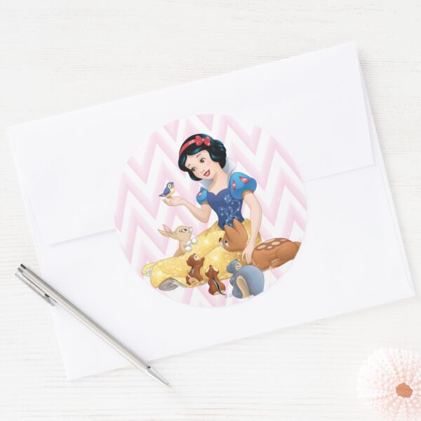 Snow_White_and_the_Forest_Animals_Classic_Round_Sticker_3 Snow White And The Forest Animals Classic Round Sticker