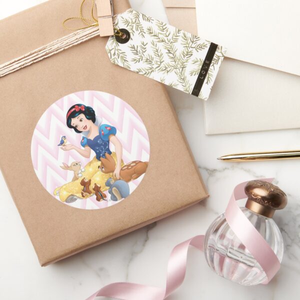Snow_White_and_the_Forest_Animals_Classic_Round_Sticker_5 Snow White And The Forest Animals Classic Round Sticker