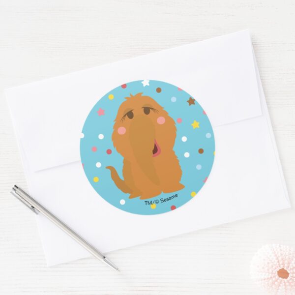 Snuffleupagus Blue Stars Dots Pattern Classic Round Sticker