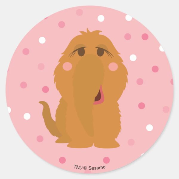Snuffleupagus_Pink_Polka_Dot_Pattern_Classic_Round_Sticker_1 Snuffleupagus Pink Polka Dot Pattern Classic Round Sticker
