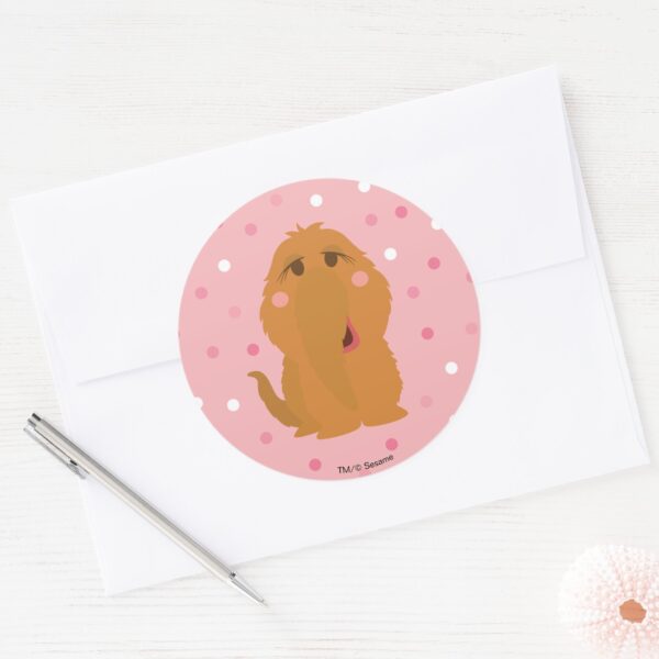 Snuffleupagus_Pink_Polka_Dot_Pattern_Classic_Round_Sticker_3 Snuffleupagus Pink Polka Dot Pattern Classic Round Sticker