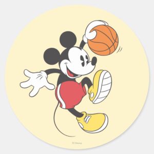 Sporty Mickey Basketball Player Classic Round Sticker