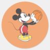 Sporty_Mickey___Holding_Basketball_Classic_Round_Sticker_1 Sporty Mickey Holding Basketball Classic Round Sticker