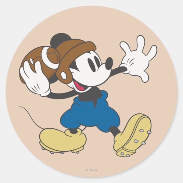 Sporty_Mickey___Throwing_Football_Classic_Round_Sticker_1 Sporty Mickey Throwing Football Classic Round Sticker