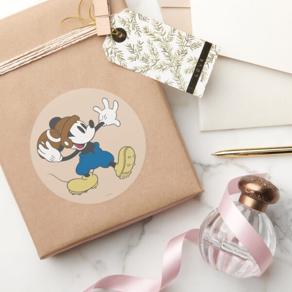 Sporty_Mickey___Throwing_Football_Classic_Round_Sticker_5 Sporty Mickey Throwing Football Classic Round Sticker