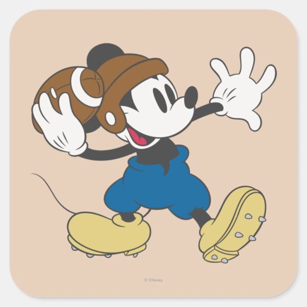 Sporty_Mickey___Throwing_Football_Square_Sticker_1 Sporty Mickey Throwing Football Square Sticker