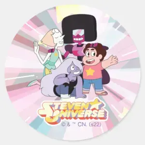 Steven_Universe___Crystal_Gem_Group_Huddle_Classic_Round_Sticker_1 Steven Universe Crystal Gem Group Huddle Classic Round Sticker
