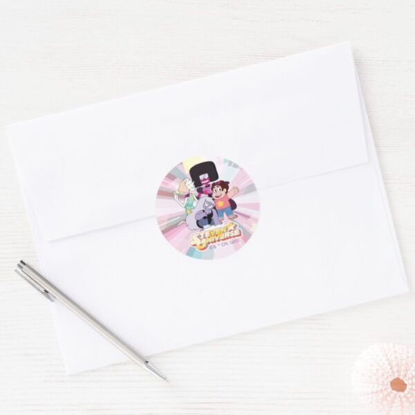 Steven_Universe___Crystal_Gem_Group_Huddle_Classic_Round_Sticker_3 Steven Universe Crystal Gem Group Huddle Classic Round Sticker
