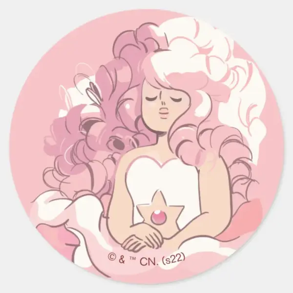 Steven_Universe___Rose_Quartz_Illustration_Classic_Round_Sticker_1 Steven Universe Rose Quartz Illustration Classic Round Sticker