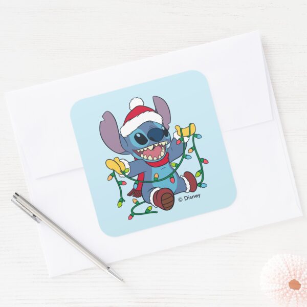 Stitch_Christmas_Lights_Square_Sticker_3 Stitch Christmas Lights Square Sticker
