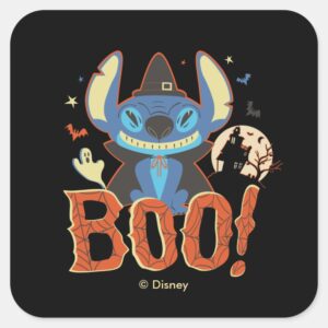 Stitch Halloween Boo Square Sticker