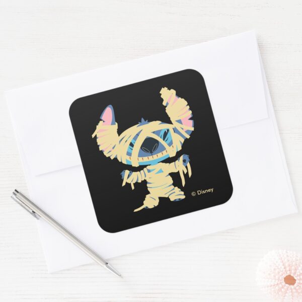 Stitch Halloween Mummy Square Sticker