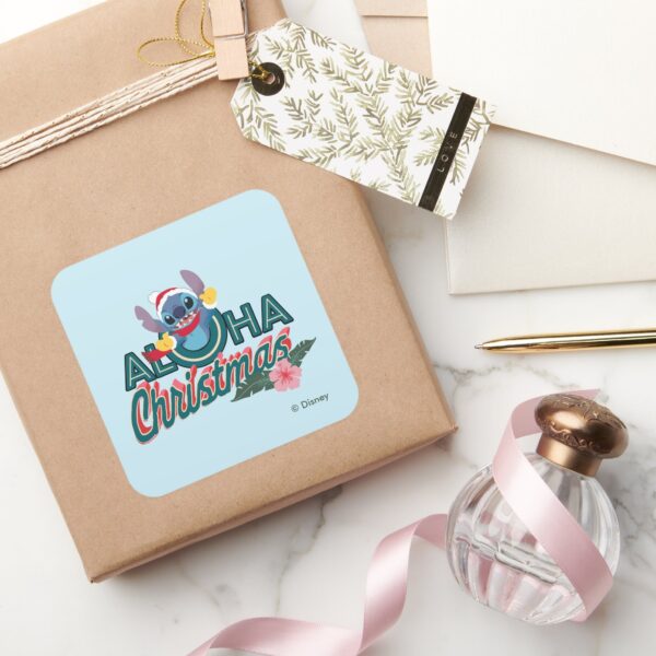 Stitch___Aloha_Christmas_Square_Sticker_5 Stitch Aloha Christmas Square Sticker