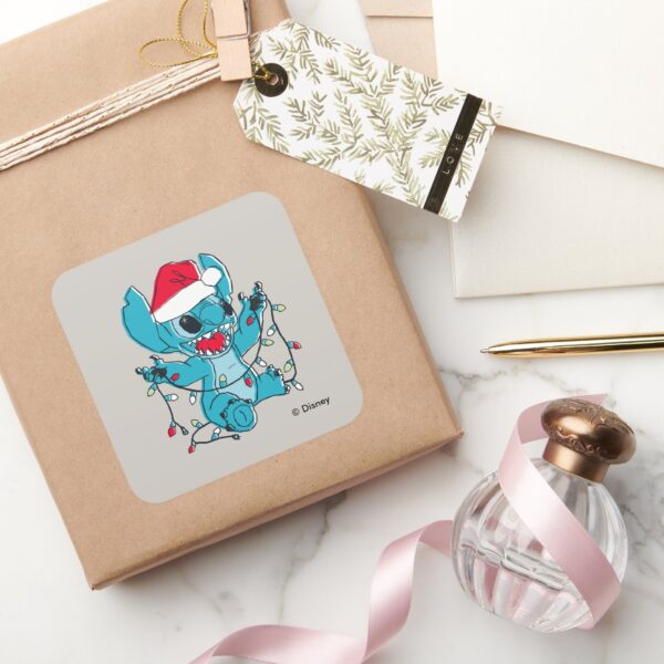 Stitch___Christmas_Lights_Square_Sticker_5 Stitch Christmas Lights Square Sticker