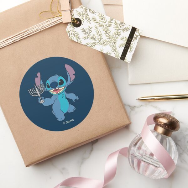 Stitch___Happy_Hanukkah_Classic_Round_Sticker_5 Stitch Happy Hanukkah Classic Round Sticker