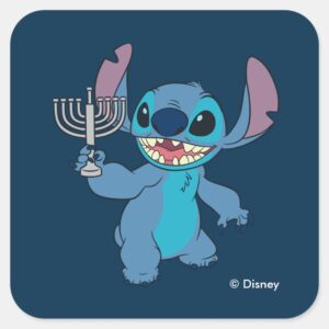 Stitch___Happy_Hanukkah_Square_Sticker_1 Stitch Happy Hanukkah Square Sticker