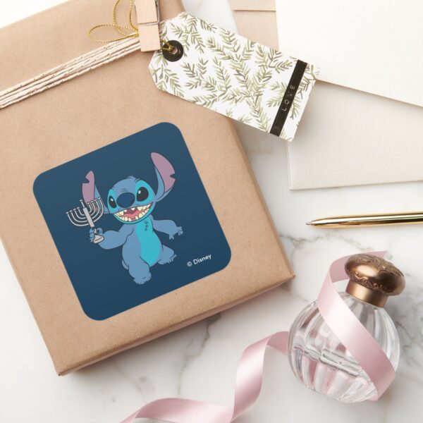 Stitch___Happy_Hanukkah_Square_Sticker_5 Stitch Happy Hanukkah Square Sticker