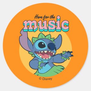 Stitch Here For The Music Classic Round Sticker