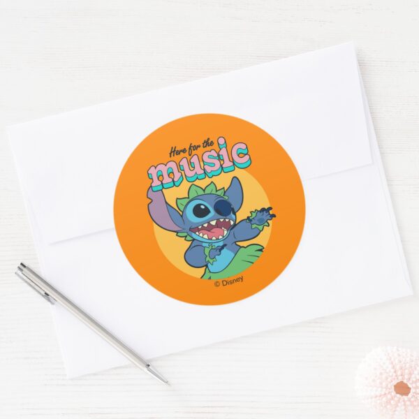 Stitch___Here_for_the_Music_Classic_Round_Sticker_3 Stitch Here For The Music Classic Round Sticker