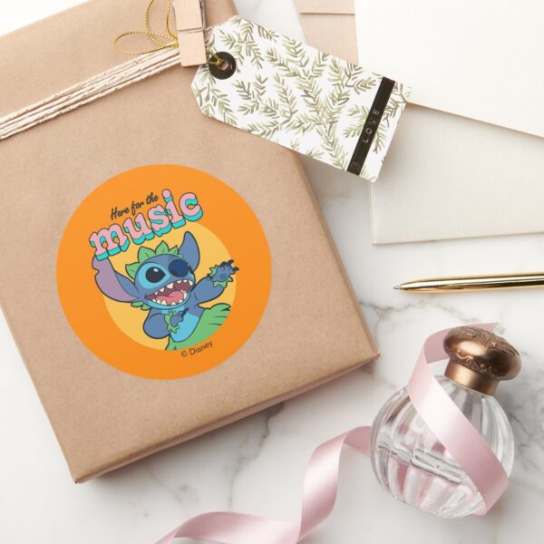 Stitch___Here_for_the_Music_Classic_Round_Sticker_5 Stitch Here For The Music Classic Round Sticker
