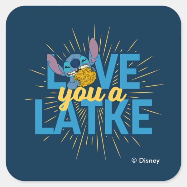 Stitch___Love_You_a_Latke_Square_Sticker_1 Stitch Love You A Latke Square Sticker
