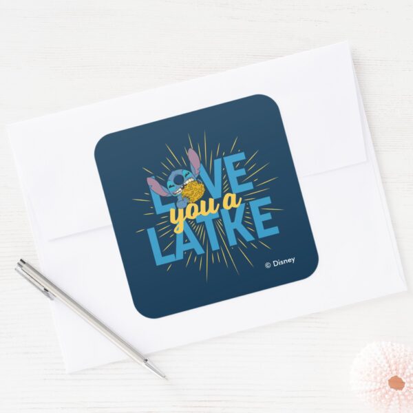 Stitch___Love_You_a_Latke_Square_Sticker_3 Stitch Love You A Latke Square Sticker