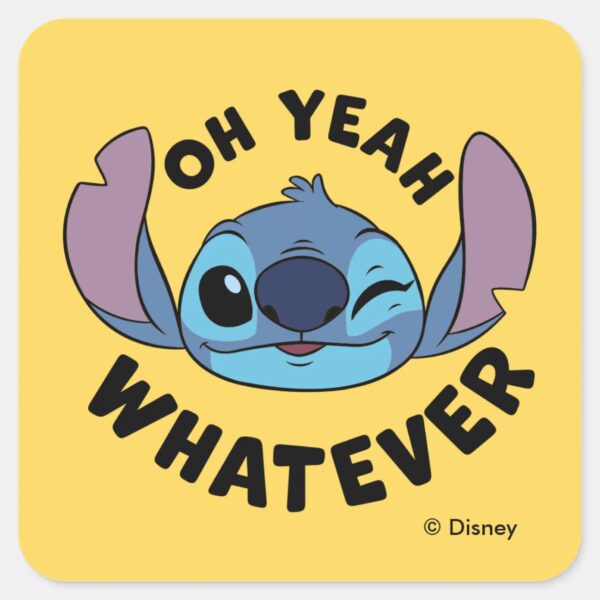 Stitch___Oh_Yeah_Whatever_Square_Sticker_1 Stitch Oh Yeah Whatever Square Sticker