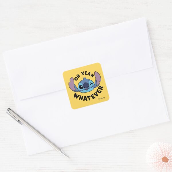 Stitch___Oh_Yeah_Whatever_Square_Sticker_3 Stitch Oh Yeah Whatever Square Sticker