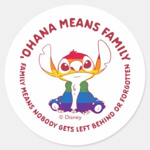 Stitch Ohana Means Family Rainbow Classic Round Sticker