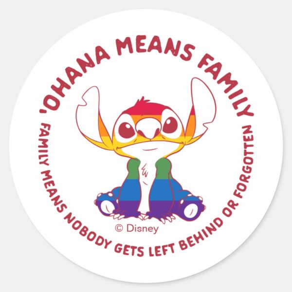 Stitch___Ohana_Means_Family_-_Rainbow_Classic_Round_Sticker_1 Stitch Ohana Means Family Rainbow Classic Round Sticker