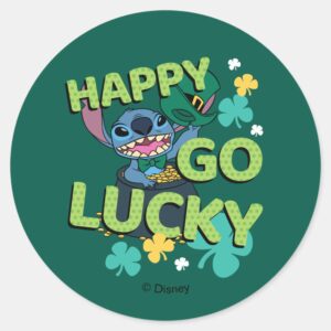 Stitch___St._Patrick's_Day_-_Happy_Go_Lucky_Classic_Round_Sticker_1 Stitch St. Patricks Day Happy Go Lucky Classic Round Sticker