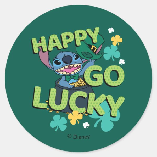 Stitch___St._Patrick's_Day_-_Happy_Go_Lucky_Classic_Round_Sticker_1 Stitch St. Patricks Day Happy Go Lucky Classic Round Sticker