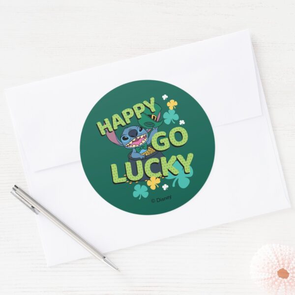 Stitch___St._Patrick's_Day_-_Happy_Go_Lucky_Classic_Round_Sticker_3 Stitch St. Patricks Day Happy Go Lucky Classic Round Sticker