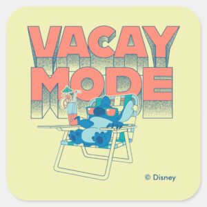 Stitch Vacay Mode Square Sticker