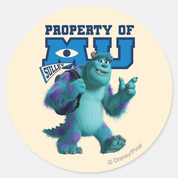 Sulley_Property_of_MU_Classic_Round_Sticker_1 Sulley Property Of MU Classic Round Sticker