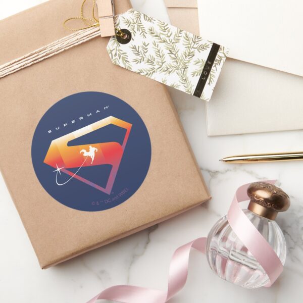 Sunset_Soar_Superman_Shield_Classic_Round_Sticker_5 Sunset Soar Superman Shield Classic Round Sticker