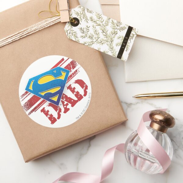 Super_Dad_Stripes_Classic_Round_Sticker_5 Super Dad Stripes Classic Round Sticker