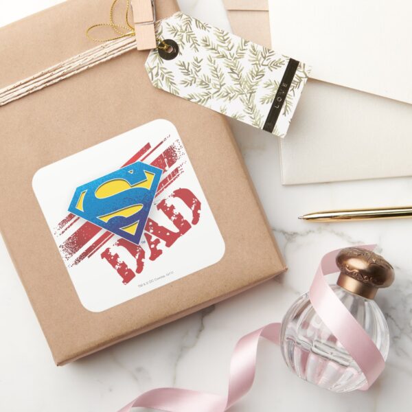 Super_Dad_Stripes_Square_Sticker_5 Super Dad Stripes Square Sticker