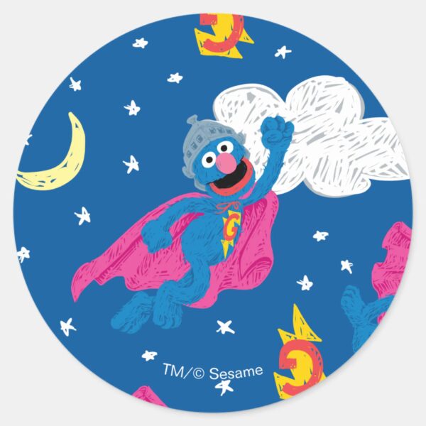 Super_Grover_2.0_Night_Sky_Pattern_Classic_Round_Sticker_1 Super Grover 2.0 Night Sky Pattern Classic Round Sticker