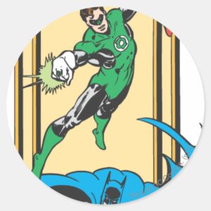 Superheroes In Action Classic Round Sticker