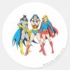 Superheroines_Pose_Classic_Round_Sticker_1 Superheroines Pose Classic Round Sticker