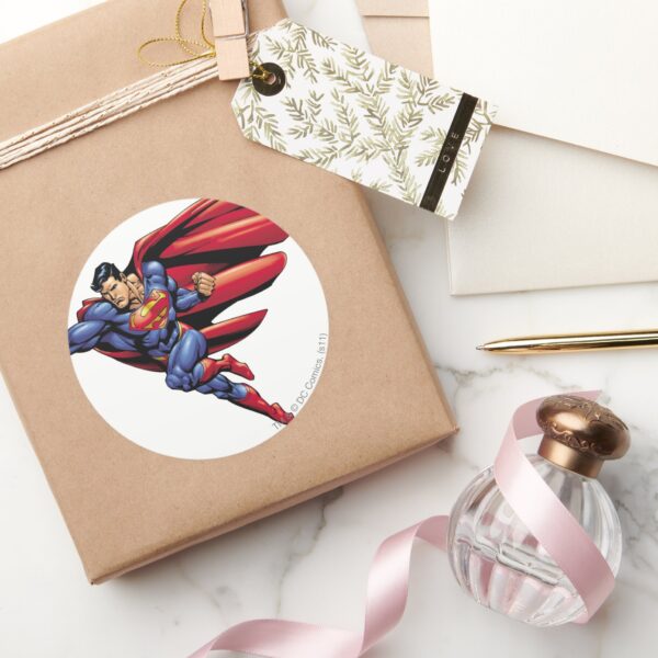 Superman_73_classic_round_sticker_5 Superman 73 Classic Round Sticker