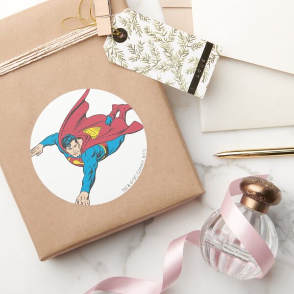 Superman_90_classic_round_sticker_5 Superman 90 Classic Round Sticker