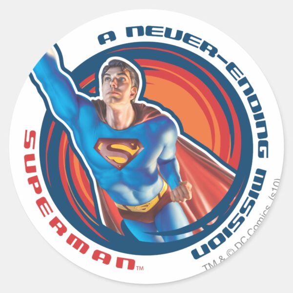 Superman_A_Never-ending_Mission_Classic_Round_Sticker_1 Superman A Never Ending Mission Classic Round Sticker