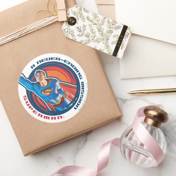 Superman_A_Never-ending_Mission_Classic_Round_Sticker_5 Superman A Never Ending Mission Classic Round Sticker