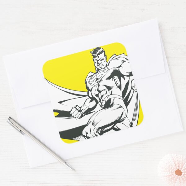 Superman Black And White 2 Square Sticker