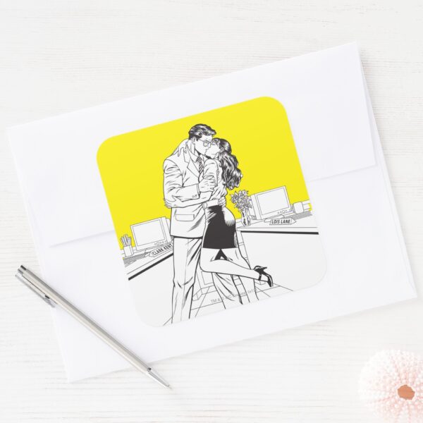 Superman Black And White 5 Square Sticker