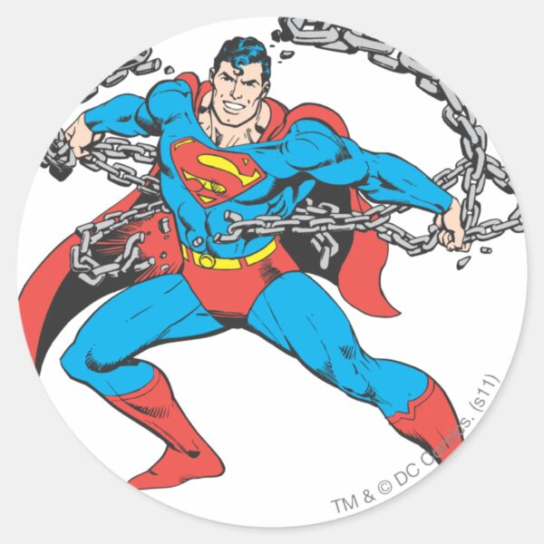 Superman_Breaks_Chains_2_Classic_Round_Sticker_1 Superman Breaks Chains 2 Classic Round Sticker