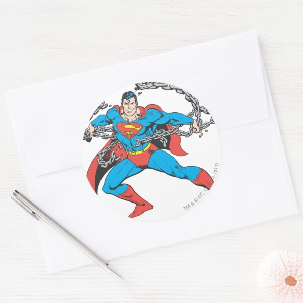 Superman_Breaks_Chains_2_Classic_Round_Sticker_3 Superman Breaks Chains 2 Classic Round Sticker