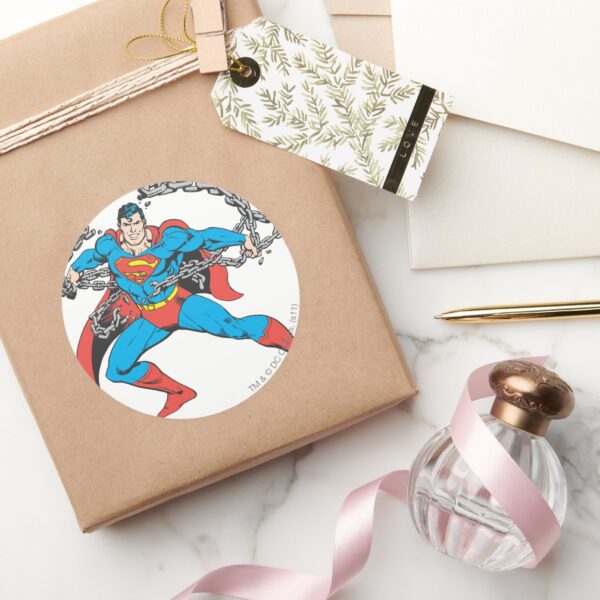 Superman_Breaks_Chains_2_Classic_Round_Sticker_5 Superman Breaks Chains 2 Classic Round Sticker